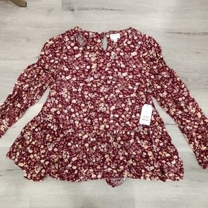 NWOT Time & True Floral Blouse